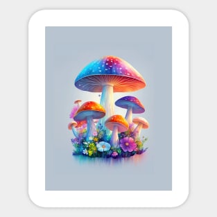 Gorgeous Mushrooms In Watercolor Style - AI Art Sticker